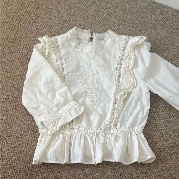 NWOT Aritzia Sunday Best White Ruffled Fancy Top small - Picture 2 of 7